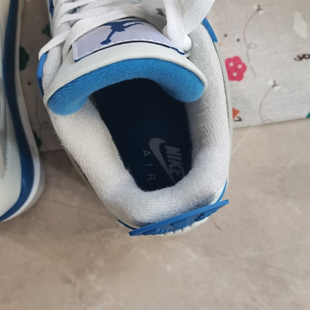 White And Blue Air Jordan AJ4 Sneakers - Picture 5 of 10